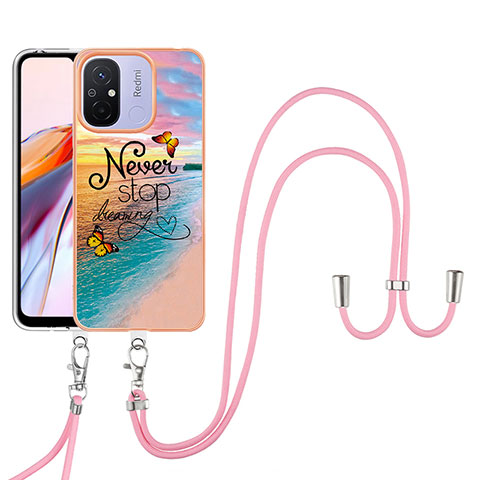 Custodia Silicone Gel Morbida Fantasia Modello Cover con Cinghia Cordino Mano YB3 per Xiaomi Poco C55 Multicolore