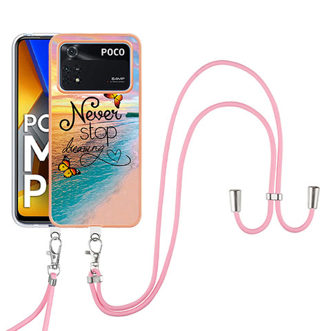 Custodia Silicone Gel Morbida Fantasia Modello Cover con Cinghia Cordino Mano YB3 per Xiaomi Poco M4 Pro 4G Multicolore