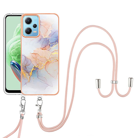 Custodia Silicone Gel Morbida Fantasia Modello Cover con Cinghia Cordino Mano YB3 per Xiaomi Poco X5 5G Lavanda