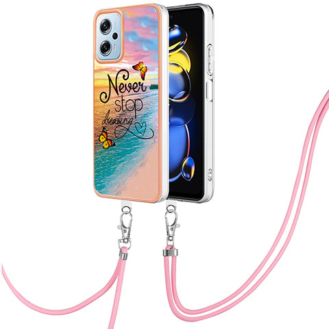 Custodia Silicone Gel Morbida Fantasia Modello Cover con Cinghia Cordino Mano YB3 per Xiaomi Redmi Note 11T Pro 5G Multicolore