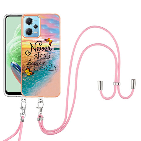 Custodia Silicone Gel Morbida Fantasia Modello Cover con Cinghia Cordino Mano YB3 per Xiaomi Redmi Note 12 5G Multicolore