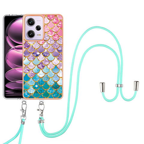 Custodia Silicone Gel Morbida Fantasia Modello Cover con Cinghia Cordino Mano YB3 per Xiaomi Redmi Note 12 Pro 5G Colorato