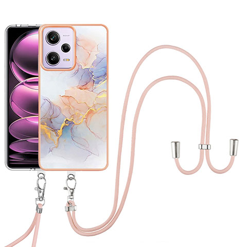 Custodia Silicone Gel Morbida Fantasia Modello Cover con Cinghia Cordino Mano YB3 per Xiaomi Redmi Note 12 Pro 5G Lavanda