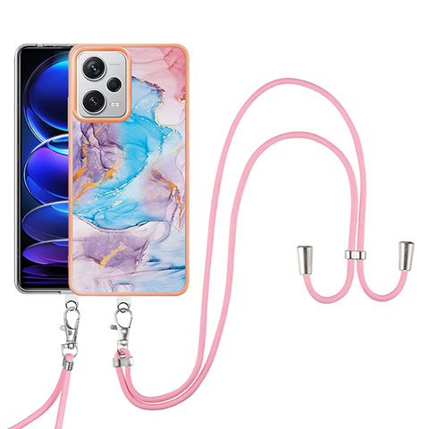 Custodia Silicone Gel Morbida Fantasia Modello Cover con Cinghia Cordino Mano YB3 per Xiaomi Redmi Note 12 Pro+ Plus 5G Blu