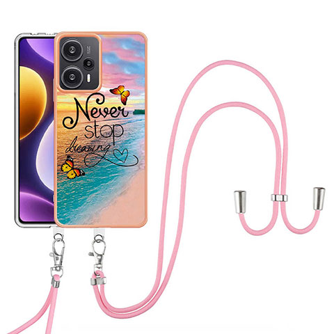 Custodia Silicone Gel Morbida Fantasia Modello Cover con Cinghia Cordino Mano YB3 per Xiaomi Redmi Note 12 Turbo 5G Multicolore