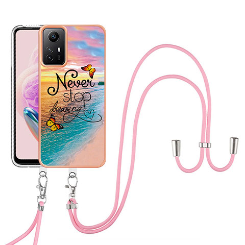 Custodia Silicone Gel Morbida Fantasia Modello Cover con Cinghia Cordino Mano YB3 per Xiaomi Redmi Note 12S Multicolore