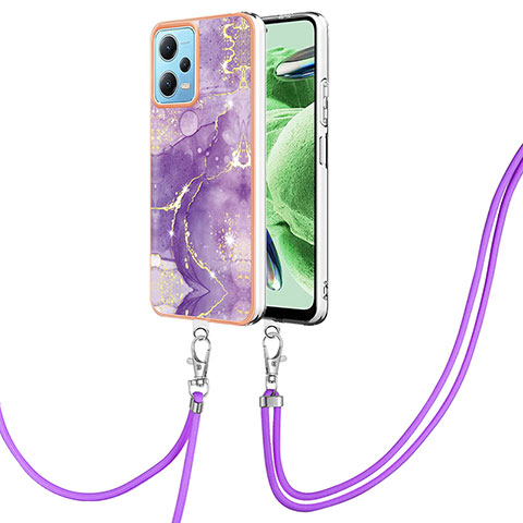 Custodia Silicone Gel Morbida Fantasia Modello Cover con Cinghia Cordino Mano YB5 per Xiaomi Poco X5 5G Viola