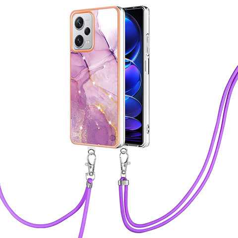 Custodia Silicone Gel Morbida Fantasia Modello Cover con Cinghia Cordino Mano YB5 per Xiaomi Redmi Note 12 Pro+ Plus 5G Lavanda