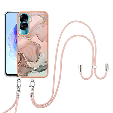 Custodia Silicone Gel Morbida Fantasia Modello Cover con Cinghia Cordino Mano YB7 per Huawei Honor 90 Lite 5G Multicolore