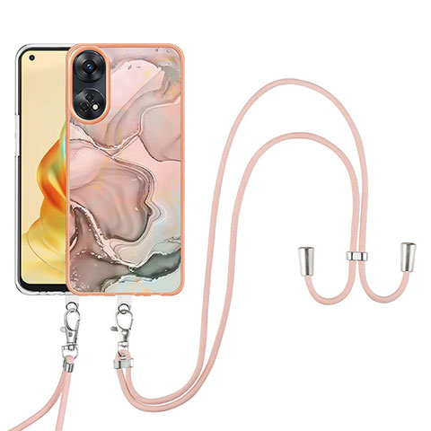 Custodia Silicone Gel Morbida Fantasia Modello Cover con Cinghia Cordino Mano YB7 per Oppo Reno8 T 4G Multicolore