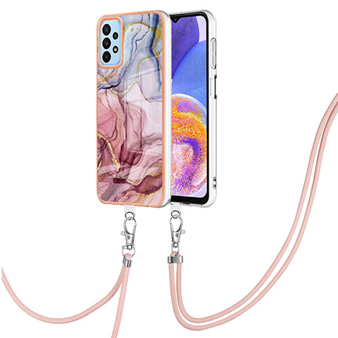 Custodia Silicone Gel Morbida Fantasia Modello Cover con Cinghia Cordino Mano YB7 per Samsung Galaxy A13 4G Multicolore