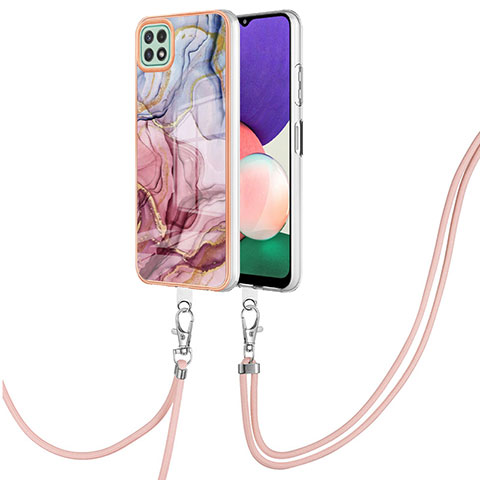 Custodia Silicone Gel Morbida Fantasia Modello Cover con Cinghia Cordino Mano YB7 per Samsung Galaxy A22 5G Multicolore