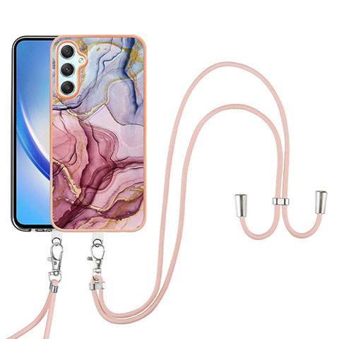 Custodia Silicone Gel Morbida Fantasia Modello Cover con Cinghia Cordino Mano YB7 per Samsung Galaxy A24 4G Multicolore