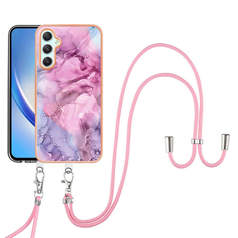 Custodia Silicone Gel Morbida Fantasia Modello Cover con Cinghia Cordino Mano YB7 per Samsung Galaxy A25 5G Lavanda