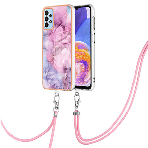 Custodia Silicone Gel Morbida Fantasia Modello Cover con Cinghia Cordino Mano YB7 per Samsung Galaxy A32 5G Lavanda