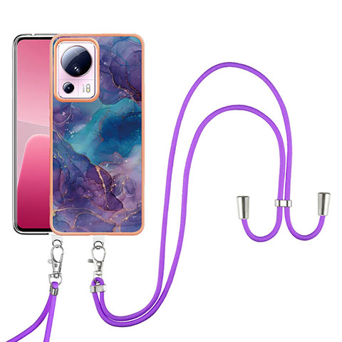 Custodia Silicone Gel Morbida Fantasia Modello Cover con Cinghia Cordino Mano YB7 per Xiaomi Civi 2 5G Viola