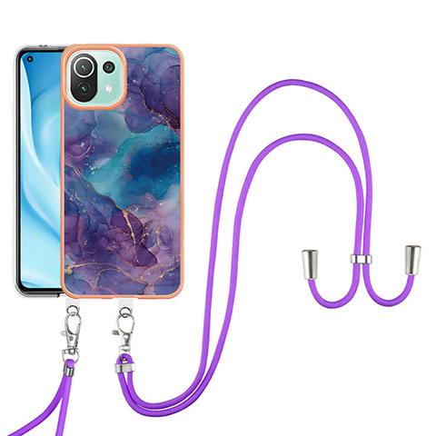 Custodia Silicone Gel Morbida Fantasia Modello Cover con Cinghia Cordino Mano YB7 per Xiaomi Mi 11 Lite 5G NE Viola