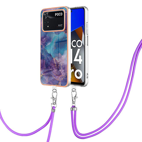 Custodia Silicone Gel Morbida Fantasia Modello Cover con Cinghia Cordino Mano YB7 per Xiaomi Poco M4 Pro 4G Viola