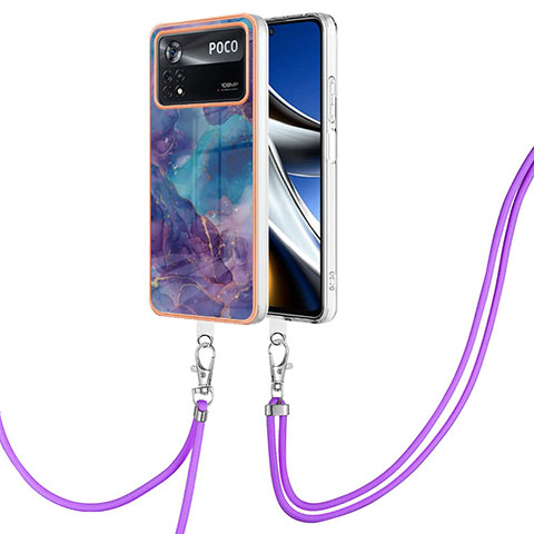 Custodia Silicone Gel Morbida Fantasia Modello Cover con Cinghia Cordino Mano YB7 per Xiaomi Poco X4 Pro 5G Viola