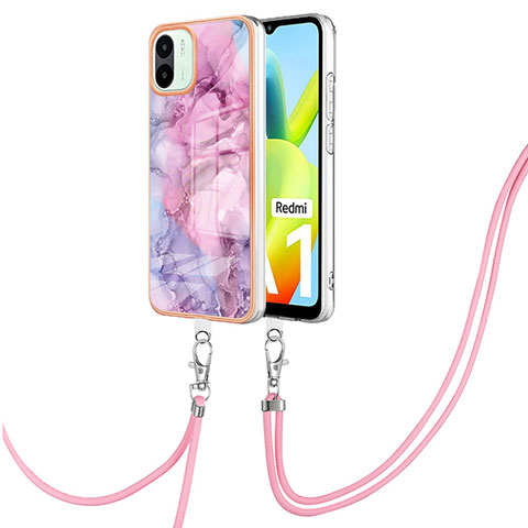 Custodia Silicone Gel Morbida Fantasia Modello Cover con Cinghia Cordino Mano YB7 per Xiaomi Redmi A2 Plus Lavanda