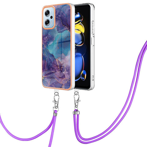 Custodia Silicone Gel Morbida Fantasia Modello Cover con Cinghia Cordino Mano YB7 per Xiaomi Redmi K50i 5G Viola