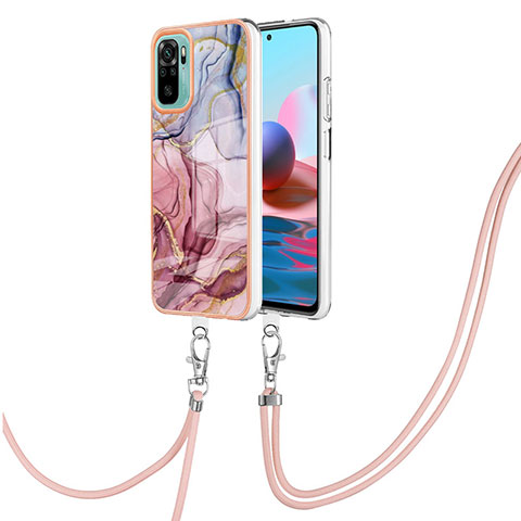 Custodia Silicone Gel Morbida Fantasia Modello Cover con Cinghia Cordino Mano YB7 per Xiaomi Redmi Note 10 4G Multicolore