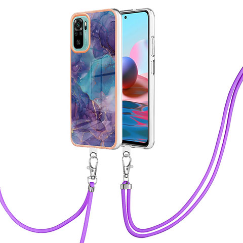 Custodia Silicone Gel Morbida Fantasia Modello Cover con Cinghia Cordino Mano YB7 per Xiaomi Redmi Note 10 4G Viola