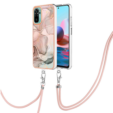 Custodia Silicone Gel Morbida Fantasia Modello Cover con Cinghia Cordino Mano YB7 per Xiaomi Redmi Note 10S 4G Rosa