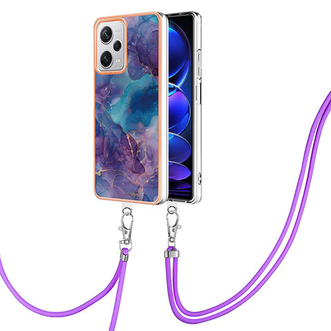 Custodia Silicone Gel Morbida Fantasia Modello Cover con Cinghia Cordino Mano YB7 per Xiaomi Redmi Note 12 Explorer Viola