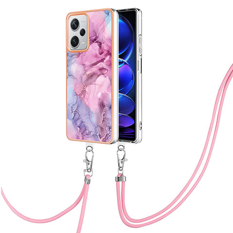 Custodia Silicone Gel Morbida Fantasia Modello Cover con Cinghia Cordino Mano YB7 per Xiaomi Redmi Note 12 Pro+ Plus 5G Lavanda