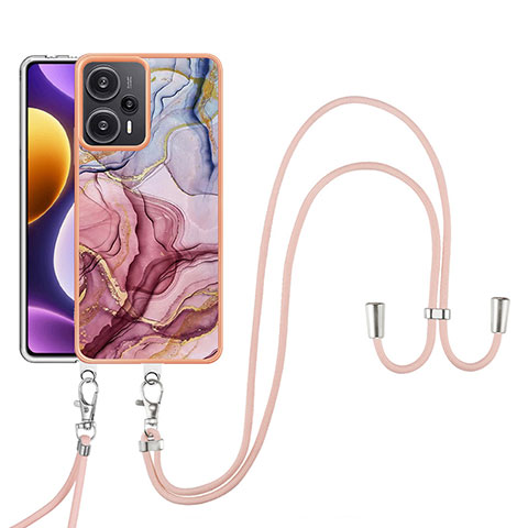 Custodia Silicone Gel Morbida Fantasia Modello Cover con Cinghia Cordino Mano YB7 per Xiaomi Redmi Note 12 Turbo 5G Multicolore