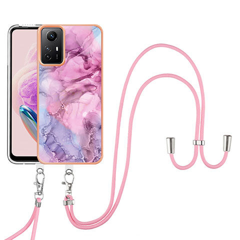 Custodia Silicone Gel Morbida Fantasia Modello Cover con Cinghia Cordino Mano YB7 per Xiaomi Redmi Note 12S Lavanda