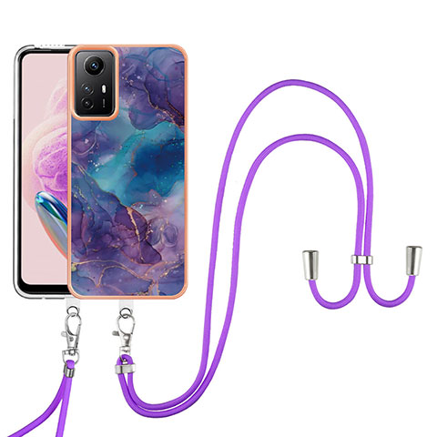 Custodia Silicone Gel Morbida Fantasia Modello Cover con Cinghia Cordino Mano YB7 per Xiaomi Redmi Note 12S Viola