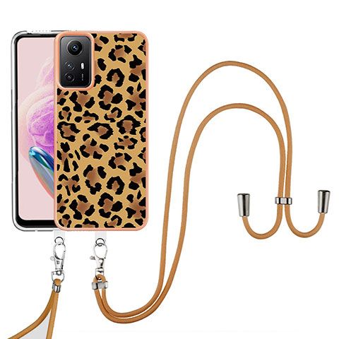 Custodia Silicone Gel Morbida Fantasia Modello Cover con Cinghia Cordino Mano YB8 per Xiaomi Redmi Note 12S Marrone