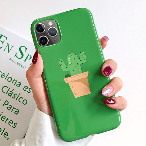 Custodia Silicone Gel Morbida Fantasia Modello Cover H01 per Apple iPhone 11 Pro Verde