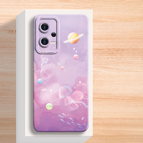 Custodia Silicone Gel Morbida Fantasia Modello Cover per Xiaomi Redmi Note 12 Pro 5G Viola