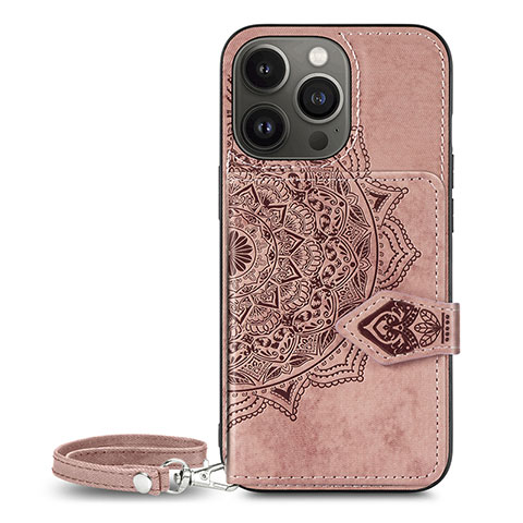 Custodia Silicone Gel Morbida Fantasia Modello Cover S01 per Apple iPhone 13 Pro Max Oro Rosa