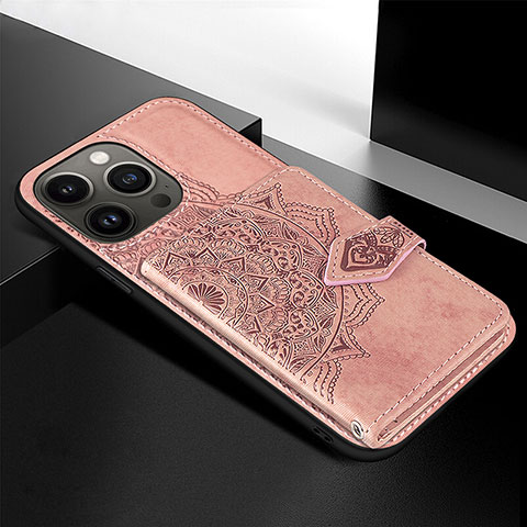 Custodia Silicone Gel Morbida Fantasia Modello Cover S02 per Apple iPhone 13 Pro Max Oro Rosa