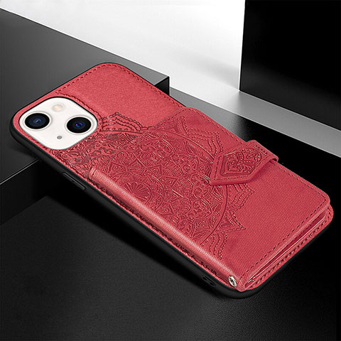 Custodia Silicone Gel Morbida Fantasia Modello Cover S02 per Apple iPhone 13 Rosso