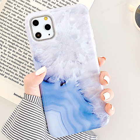 Custodia Silicone Gel Morbida Fantasia Modello Cover S04 per Apple iPhone 11 Pro Blu