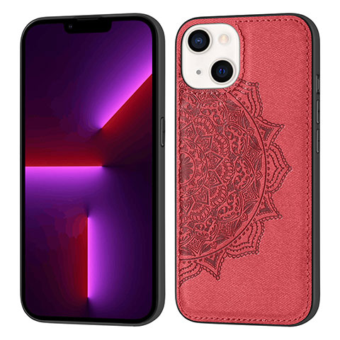 Custodia Silicone Gel Morbida Fantasia Modello Cover S04 per Apple iPhone 13 Rosso