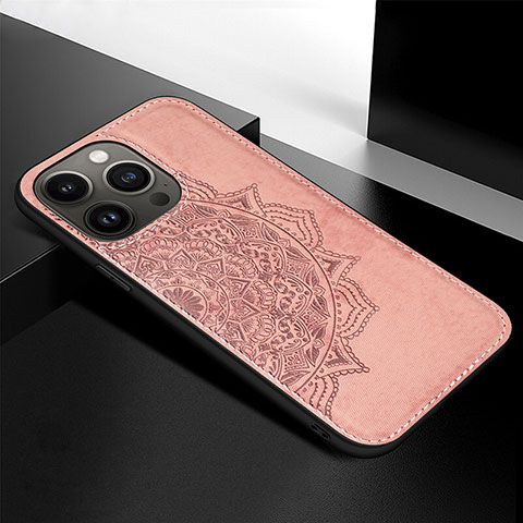 Custodia Silicone Gel Morbida Fantasia Modello Cover S05 per Apple iPhone 14 Pro Max Oro Rosa