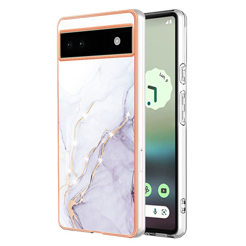 Custodia Silicone Gel Morbida Fantasia Modello Cover Y01B per Google Pixel 6a 5G Bianco