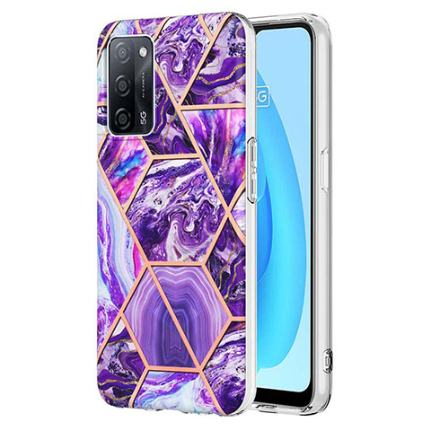 Custodia Silicone Gel Morbida Fantasia Modello Cover Y01B per Oppo A53s 5G Viola