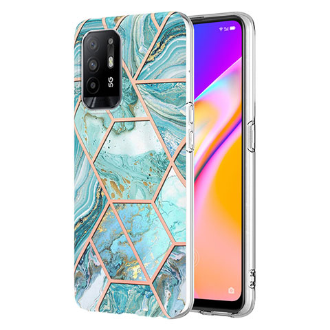 Custodia Silicone Gel Morbida Fantasia Modello Cover Y01B per Oppo F19 Pro+ Plus 5G Verde Pastello