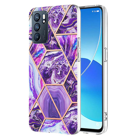 Custodia Silicone Gel Morbida Fantasia Modello Cover Y01B per Oppo Reno6 5G Viola