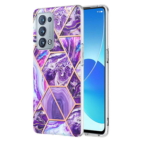 Custodia Silicone Gel Morbida Fantasia Modello Cover Y01B per Oppo Reno6 Pro 5G Viola