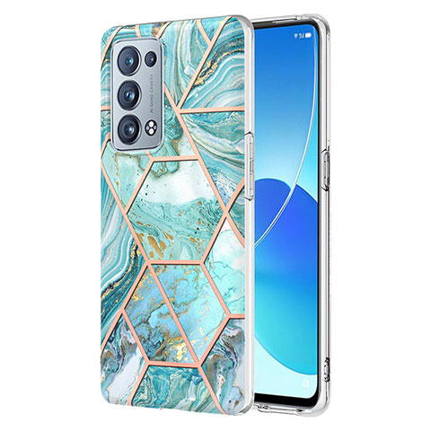 Custodia Silicone Gel Morbida Fantasia Modello Cover Y01B per Oppo Reno6 Pro+ Plus 5G Verde Pastello