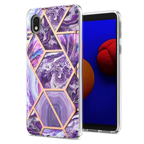 Custodia Silicone Gel Morbida Fantasia Modello Cover Y01B per Samsung Galaxy A01 Core Viola