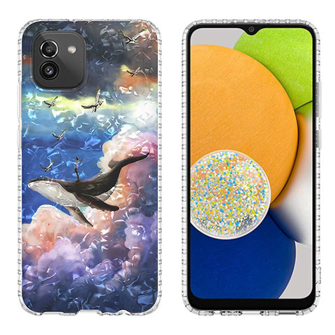 Custodia Silicone Gel Morbida Fantasia Modello Cover Y01B per Samsung Galaxy A03 Colorato